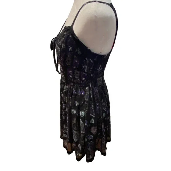 Hot Topic Cosmic Aura Sz MD Stained Glass Mesh Dress Whimsygoth Witch Sleeveless - Picture 4 of 16